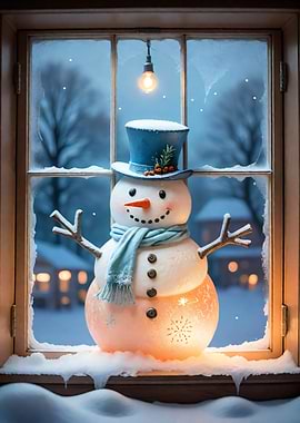 Snowman at Window