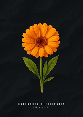 Calendula officinalis flower on dark background