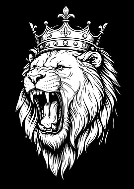 Lion King Roaring Black and White