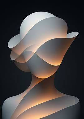 Abstract Figure Sculpture with Light
