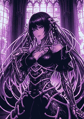 Anime Girl in Gothic Setting