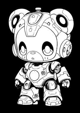 Robotic Bear Line Art
