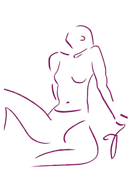 Minimalist Sitting Woman Line Art