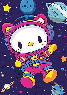 Cute Cartoon Astronaut in Space