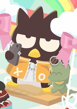 Badtz-Maru taking a selfie with crocodile