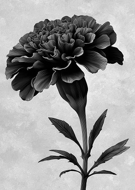 Monochrome Marigold Flower