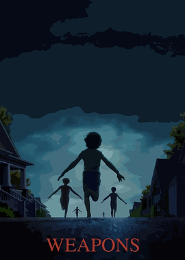 Children Running at Night, 'WEAPONS' Text
