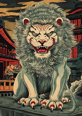 Komainu Statue at Japanese Temple