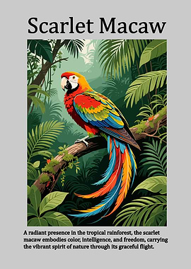 Scarlet Macaw in Tropical Rainforest