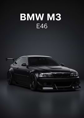 black BMW M3 E46 poster