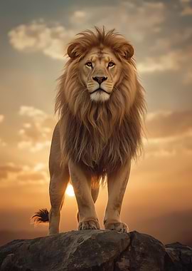 Majestic Lion at Sunset