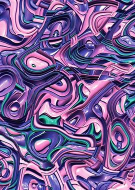Abstract Swirls in Pink, Purple, and Teal