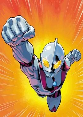 Ultraman flying in action pose