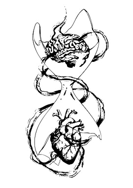 Brain and Heart Hourglass Illustration