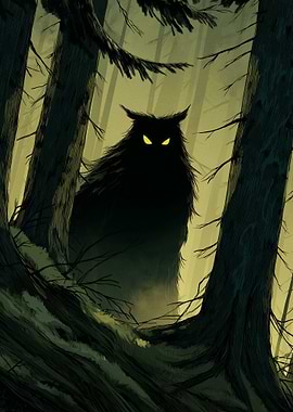 Forest Monster with Glowing Eyes