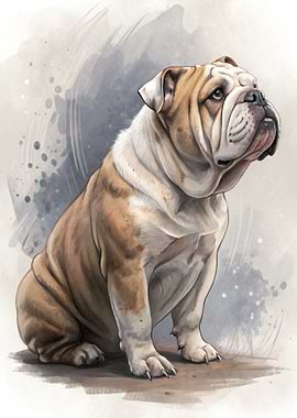 Watercolor Bulldog Portrait
