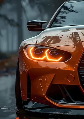 Orange Car Headlight Close-Up