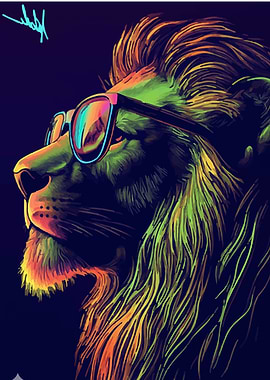 Cool Lion with Glasses Art