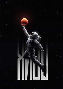 Astronaut Dunking Planet in Space