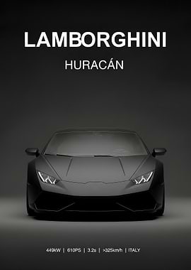black Lamborghini Huracan car poster