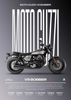 Moto Guzzi V9 Bobber Motorcycle Poster