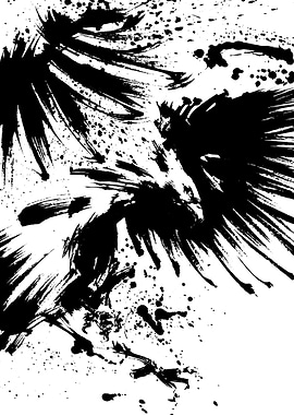 Abstract Black and White Bird Art