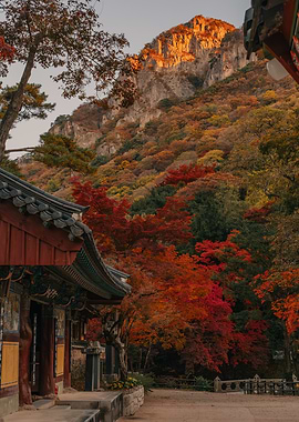 Autumn Mountain Temple in South Korea
