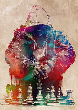 Chess Player Watercolor Art