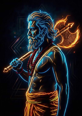 Fierce Bhagwan Parashuram – Neon Divine Energy