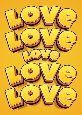 Love Text Art on Yellow