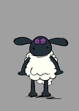 Cartoon Sheep with Closed Eyes