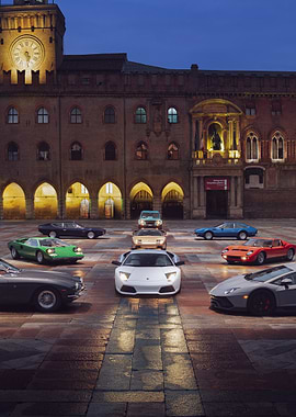 Classic Cars Gathering at Dusk
