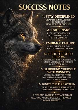 Success Notes Wolf Motivational Poster