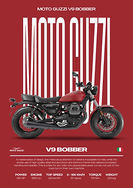 Moto Guzzi V9 Bobber Motorcycle Poster