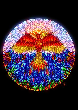 Phoenix Stained Glass Circle