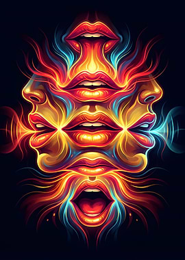 Abstract Lips Digital Art