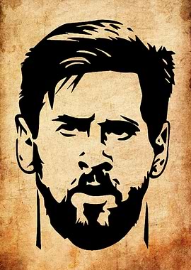 Lionel Messi Portrait Black and Beige