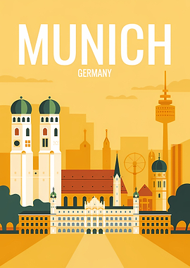 Munich, Germany Cityscape Illustration