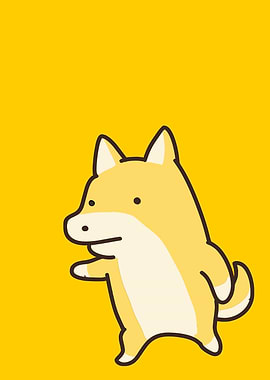 Cartoon Dog on Yellow Background