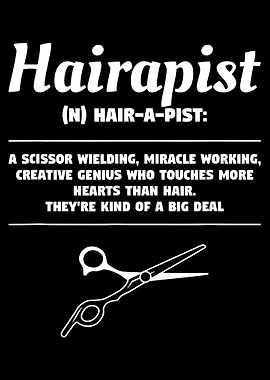 Hairapist Poster, Funny Hairstylist Definition Print, Scissors Wall Art for Salon or Studio