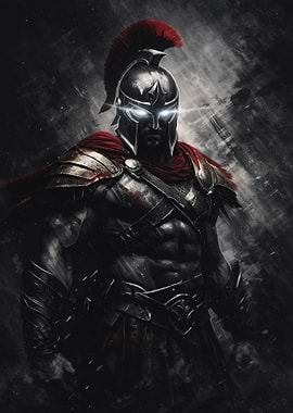 Spartan Warrior with Glowing Eyes