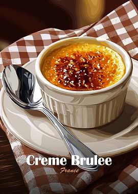 Creme Brulee France Dessert Illustration