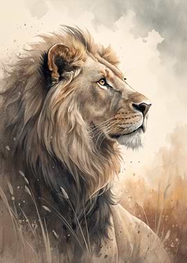 Lion Portrait Watercolor