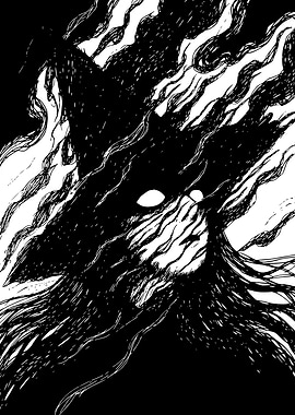 Monochrome Horror Figure with Hat