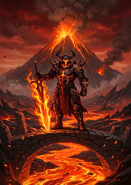 Lava Knight with Flaming Sword