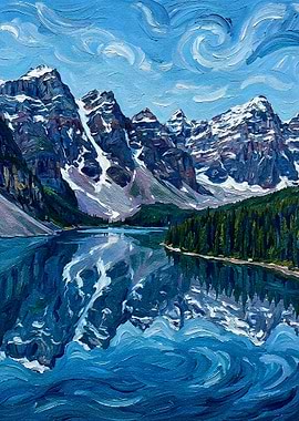 Mountain Lake Landscape Painting