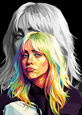 Billie Eilish Colorful Pop Art Portrait