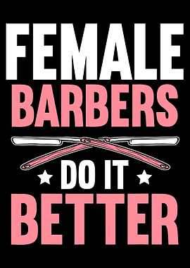 Female Barbers Do It Poster, Barber Shop Wall Art, Straight Razor Graphic Print