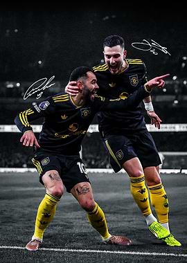 Matheus Cunha vs Diogo Dalot Soccer players celebrating