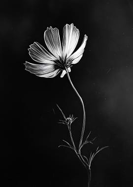 Monochrome Cosmos Flower